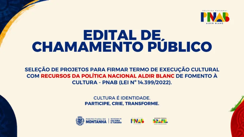 Leia mais sobre o artigo Prefeitura de Montanha divulga edital da Política Nacional Aldir Blanc (PNAB)