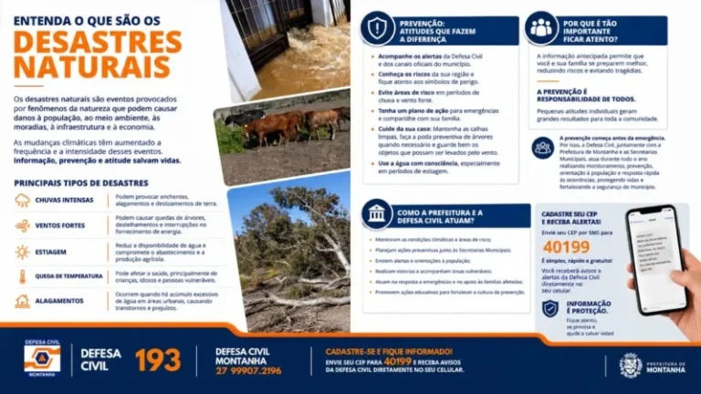 Defesa Civil de Montanha reforça orientações sobre prevenção a desastres naturais