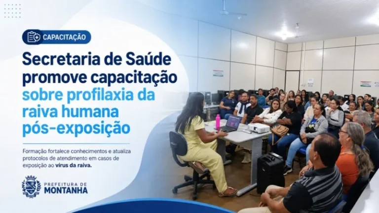 A Secretaria de Saúde promove capacitação sobre profilaxia da raiva humana pós-exposição.